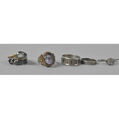 429 - A Collection of Six Various Silver and Jewelled Dress Rings