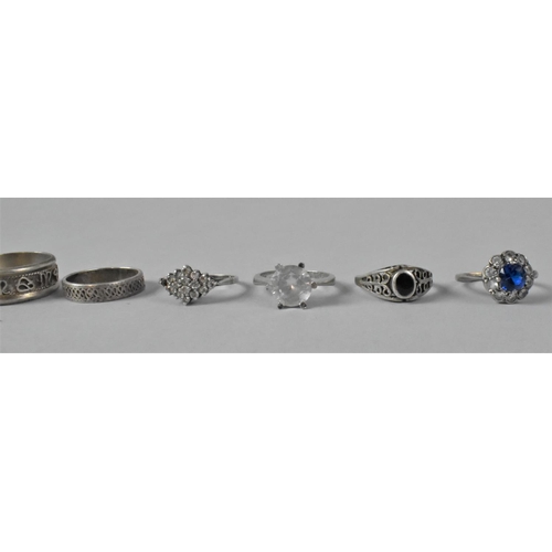 429 - A Collection of Six Various Silver and Jewelled Dress Rings