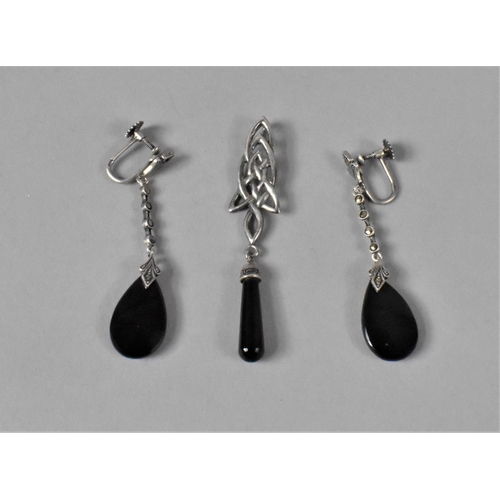 431 - A Pair of Silver Teardrop Earrings and Similar Pendant