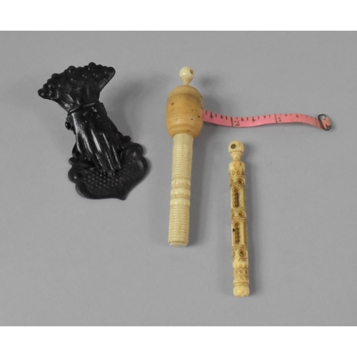 437 - A Late 19th Century Ivory Stanhope, St Boswells, together with a Pressed Metal Letter Clip and a Com... 