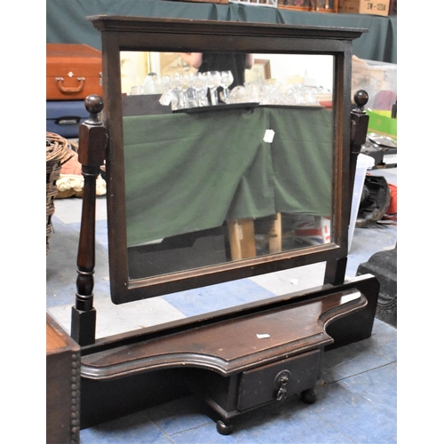 440 - An Edwardian Oak Dressing table Mirror with Central Drawer and Glazed Shelf