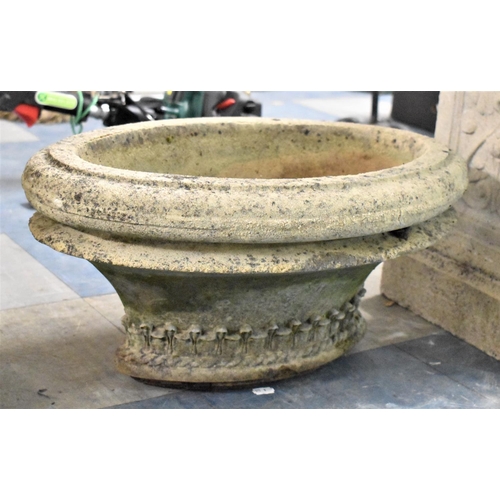 445 - An Oval Reconstituted Garden Planter, 54cms by 38cms by 26cms High