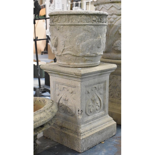 446 - A Reconstituted Stone Garden Planter, The Body Decorated in relief with Squirrels set on Unrelated S... 