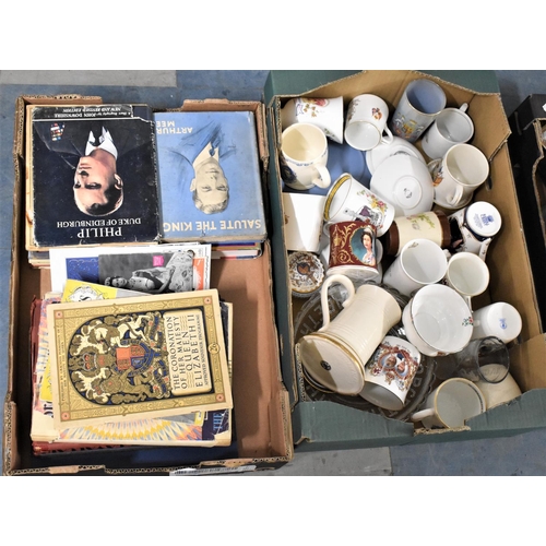 461 - A Collection of Various Commemorative Royal Mugs and Vintage Royal Books and Pamphlets