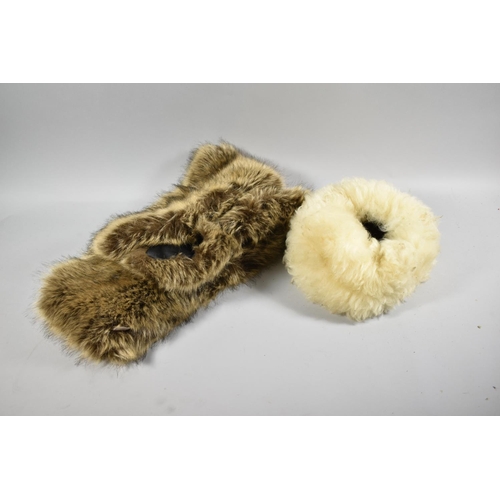 467 - Two Sheepskin Rugs, Sheep Skin Ladies Hat and Faux Fur Stole