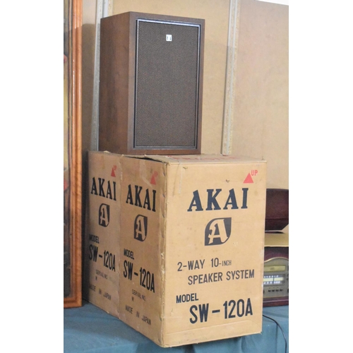 484 - A Pair of Akai Two Way 10 Inch Speakers, Model Sw-120a In Boxes