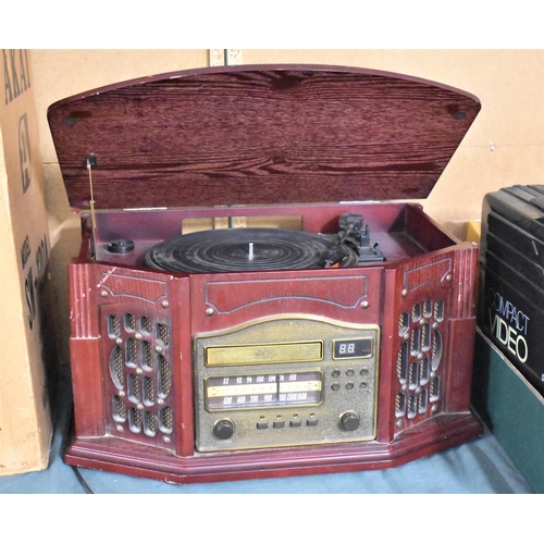 485 - An Art Deco Style Music Centre with Record Player, Cd Player and Radio, 52cms Wide, Working