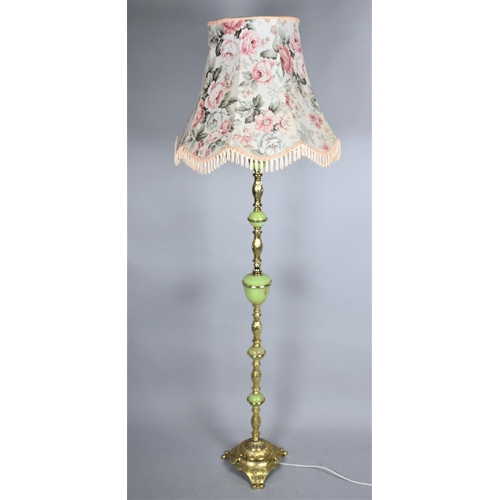 498 - A Mid 20th Century Brass and Onyx Standard Lamp and Shade