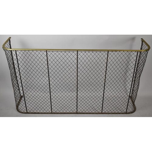 505 - A Late Victorian/Edwardian Brass Mounted Nursery Fire Guard, 135cm wide