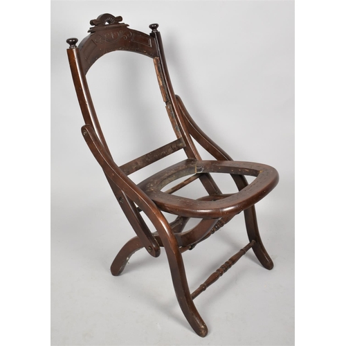 508 - A Late Victorian/Edwardian Mahogany Framed Folding Chair for Reupholstery