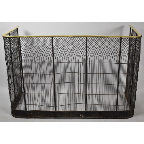 510 - A Late Victorian/Edwardian Wire and Brass Mounted Nursery Fire Guard, 95cm Wide