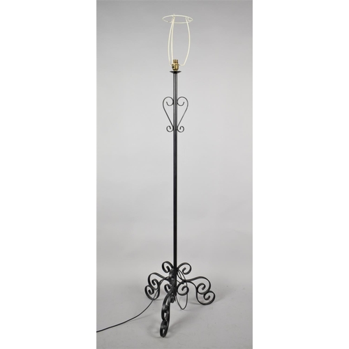 515 - A Modern Wrought Iron Tripod Standard Lamp