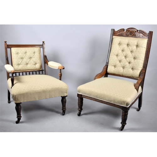 519 - Two Similarly Upholstered Ladies Nursing Chairs