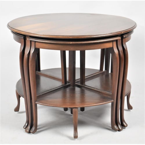 525 - A Mid 20th Century Circular Topped Mahogany Nest of Five Tables, 60cms Diameter