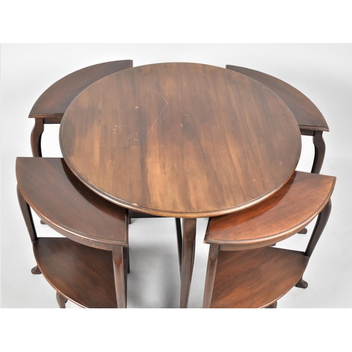 525 - A Mid 20th Century Circular Topped Mahogany Nest of Five Tables, 60cms Diameter