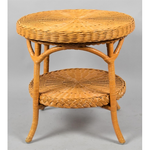 531 - A Modern Circular Woven Two Tier Occasional Table, 65cms Diameter