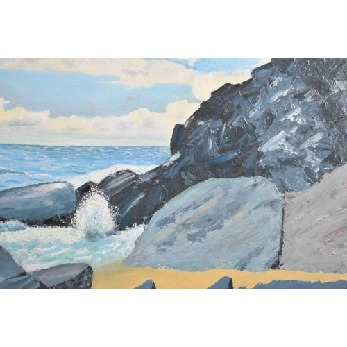 355 - A Framed Oil on Board by George Spice, Beach Scene, 60x40cm