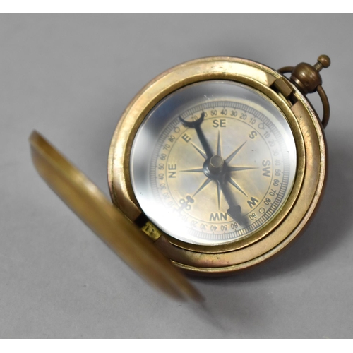 107 - A Small Circular Reproduction Royal Navy Compass, the Hinged Lid Inscribed Royal Navy London 1915, 4... 