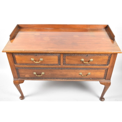 121 - An Edwardian Mahogany Galleried Bedroom Chest with Two Short and One Long Drawers, on Cabriole Suppo... 