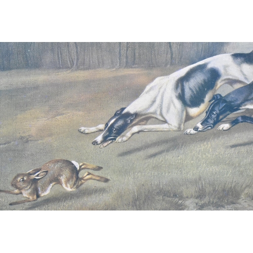 123 - A Framed Hare Coursing Print, Dated 1896, 38x23cm