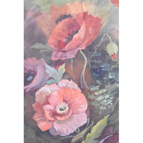 152 - A Framed Watercolour, Still Life Poppies, 26x33cm