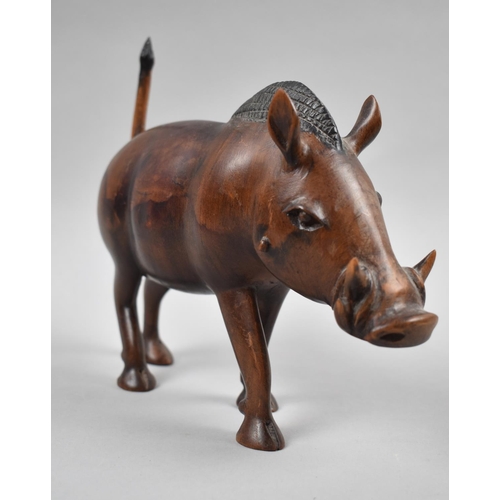 153 - A Carved African Wooden Souvenir, Warthog, 20cm Long