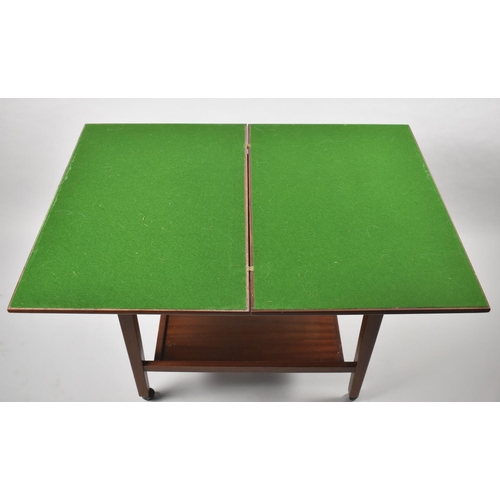 178 - A Mid 20th Century Lift and Twist Baize Topped Trolley, 76cm Wide, With Stretcher Shelf