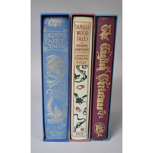 185 - Three Folio Books, Grimm's Fairy Tales, Tanglewood Tales and the English Christmas