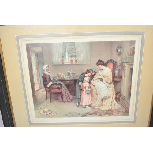 255 - A Pair of Large Framed Sheridan Knowles Lithographs, Family Scenes, 63x50cm