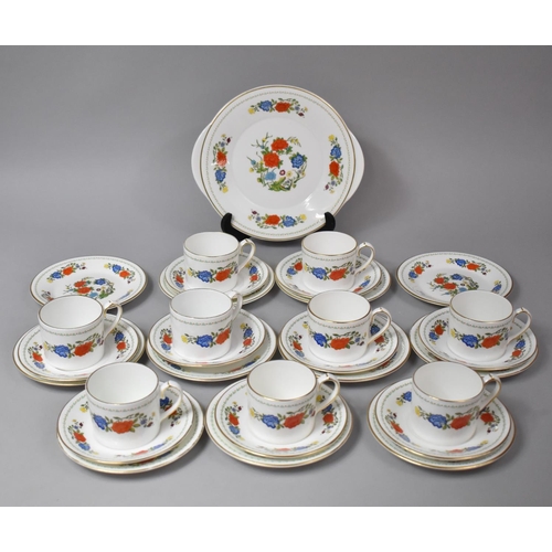 302 - An Aynsley Famille Rose Pattern Tea Set to Comprise Nine Cups, Nine Saucers, Eleven Side Plates and ... 