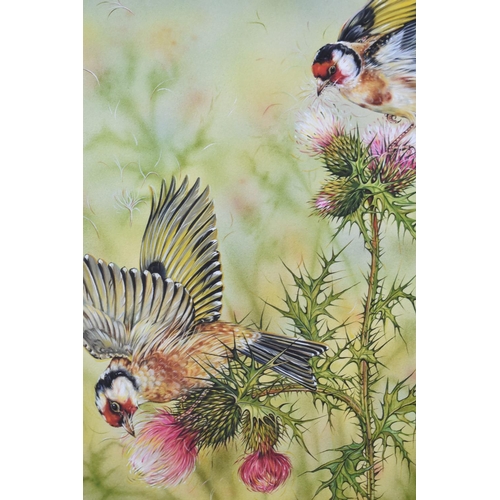 304 - A Framed Limited Janet Anne Carden Print, Goldfinches, 30x41cm