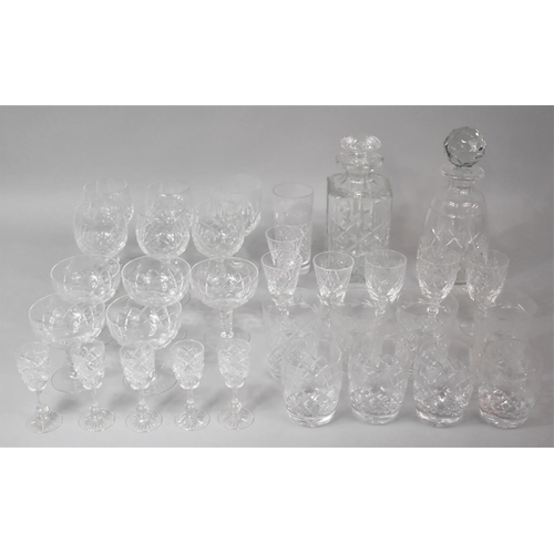 377 - A Collection of Cut Glassware to Comprise Spirit Decanters, Wines, Tumblers, Cherries, Liqueurs etc