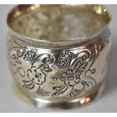 412 - A Silver Napkin Ring, Silver Handled Glove Stretcher and Silver Handled Button Hook