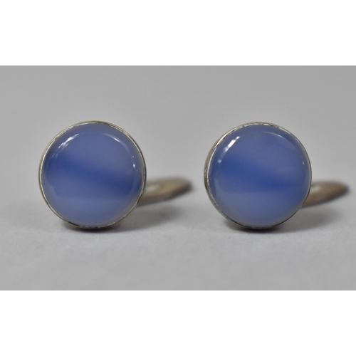 442 - A Pair of Silver and Blue Stone Cufflinks