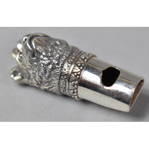 451 - A Silver Dog Whistle, 4cm Long