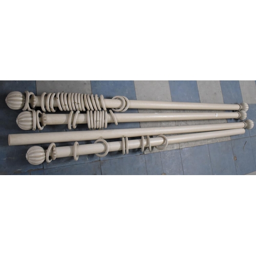 476 - Two Curtain Poles, 183cm Long Together with a Double Curtain Pole, 380cm Long, Complete with Fitting... 