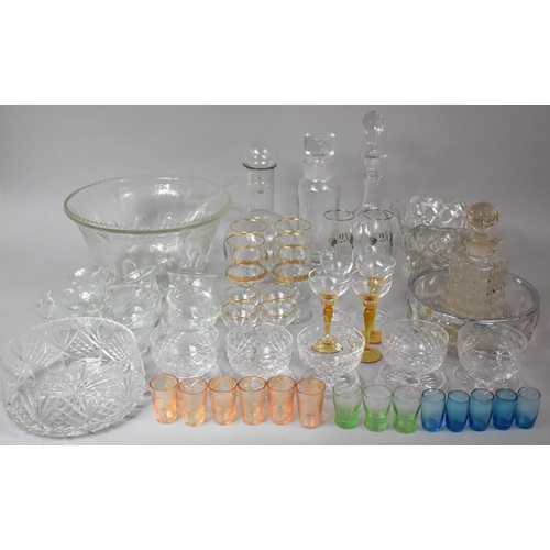 477 - A Glass Punch Bowl Set and Collection of Glasswares to Include Decanters, Sundae Dishes, Bowls etc