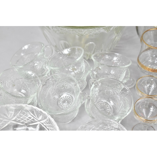 477 - A Glass Punch Bowl Set and Collection of Glasswares to Include Decanters, Sundae Dishes, Bowls etc