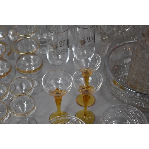 477 - A Glass Punch Bowl Set and Collection of Glasswares to Include Decanters, Sundae Dishes, Bowls etc