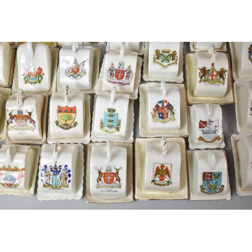 478 - A Large Collection of Crested Ware Cheese Dishes