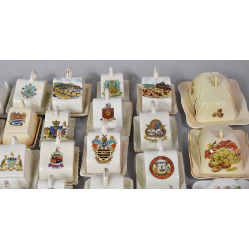 478 - A Large Collection of Crested Ware Cheese Dishes