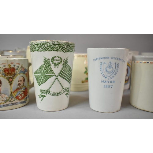 479 - A Collection of Commemorative Mugs to Include Victorian Beakers, Peace Beaker, Coronation, 1969 Moon... 