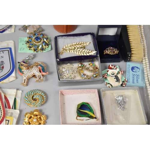 528 - A Collection of Costume Jewellery, Brooches, Souvenir Town Patches etc