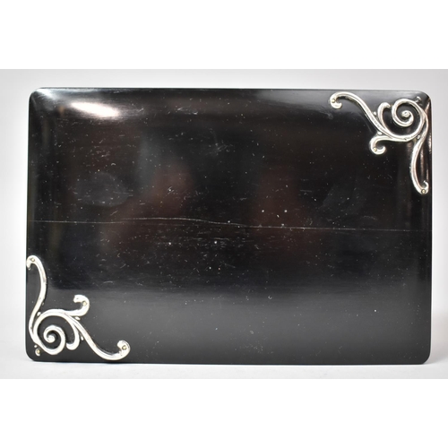 55 - A Nice Quality Two Division Ebony Cigarette Box with Hallmarked Silver Mounts and Complete with Key,... 