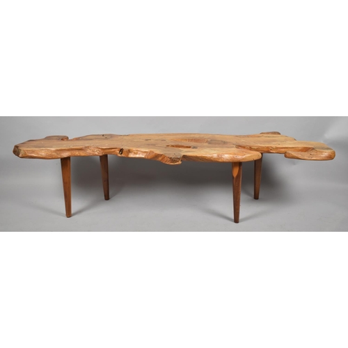 569 - An Elm Rustic Coffee Table Formed From Section Through Tree Trunk, 171cm Long