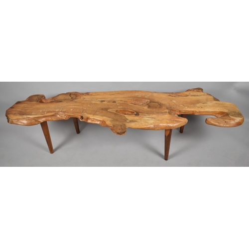 569 - An Elm Rustic Coffee Table Formed From Section Through Tree Trunk, 171cm Long