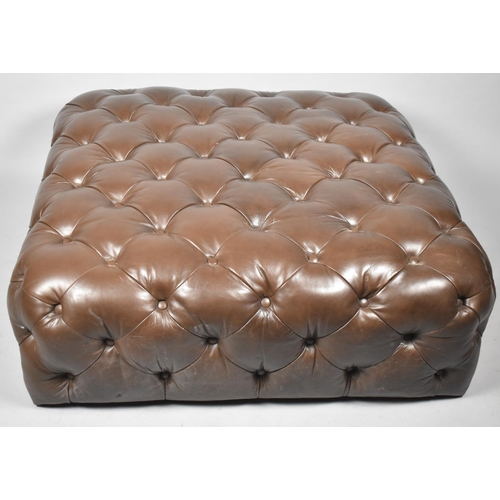 577 - A Large Button Upholstered Leather Covered Square Footstool, 104cm Square