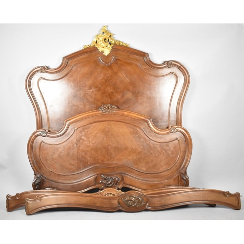 580 - A French Double Bed with Carved Gilt Finial, Has Been Wormed