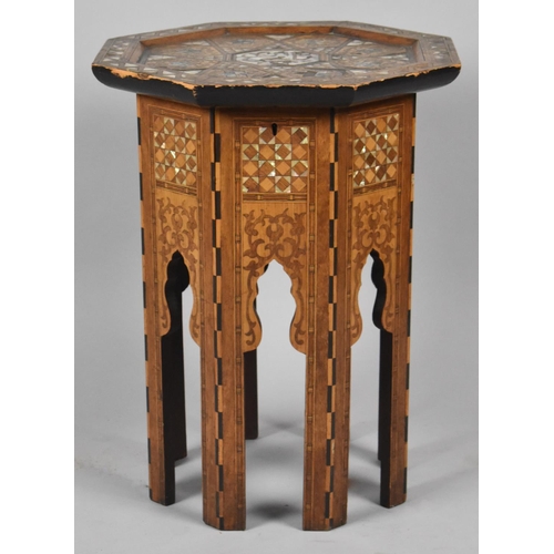 113 - A Vintage Moorish Sewing Table in the Manner of Those Made for Liberty, with Octagonal Hinged Top In... 