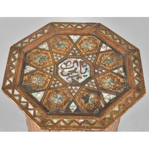 113 - A Vintage Moorish Sewing Table in the Manner of Those Made for Liberty, with Octagonal Hinged Top In... 